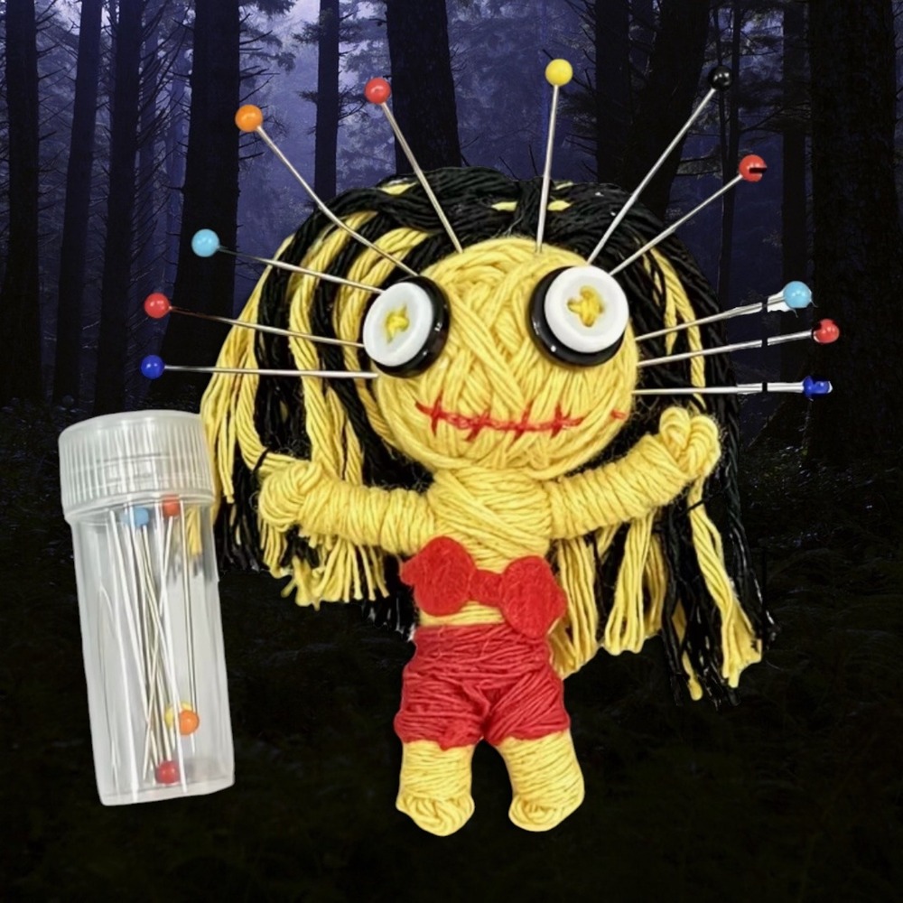 Adorable Voodoo Doll Keychain / Bagcharm with pins - New